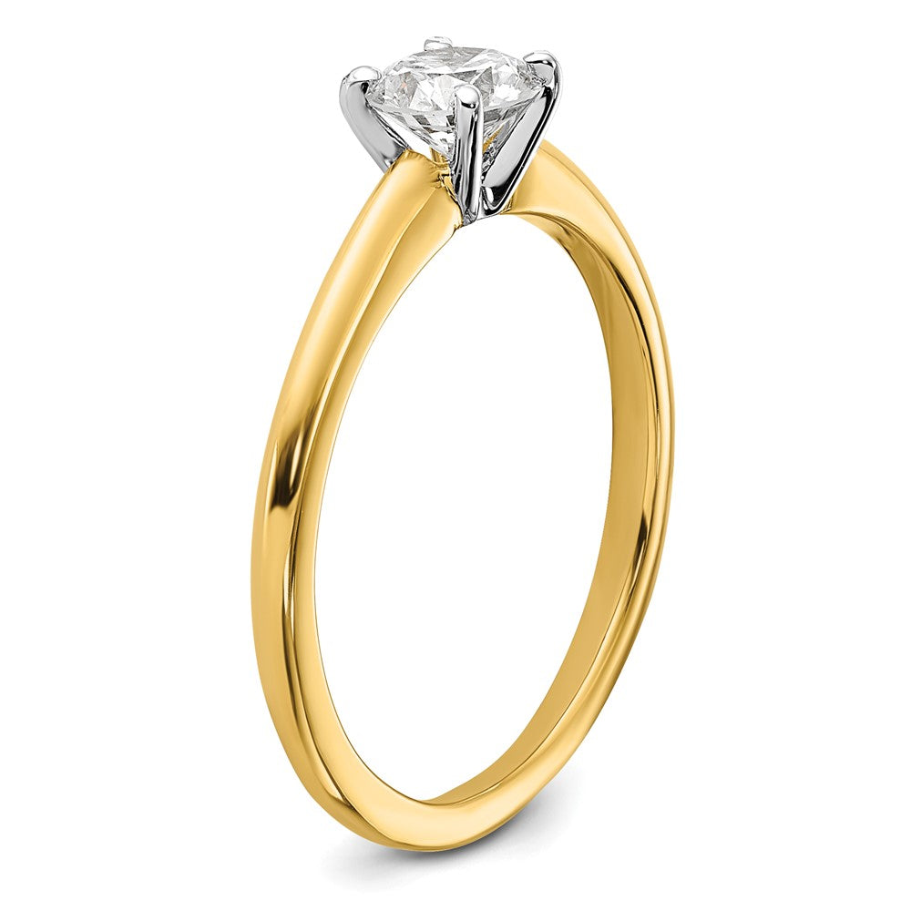 14ktt 1/2ct Cert Lab Grown Diamond VS+ F+ Round Comp Solitaire Eng Ring