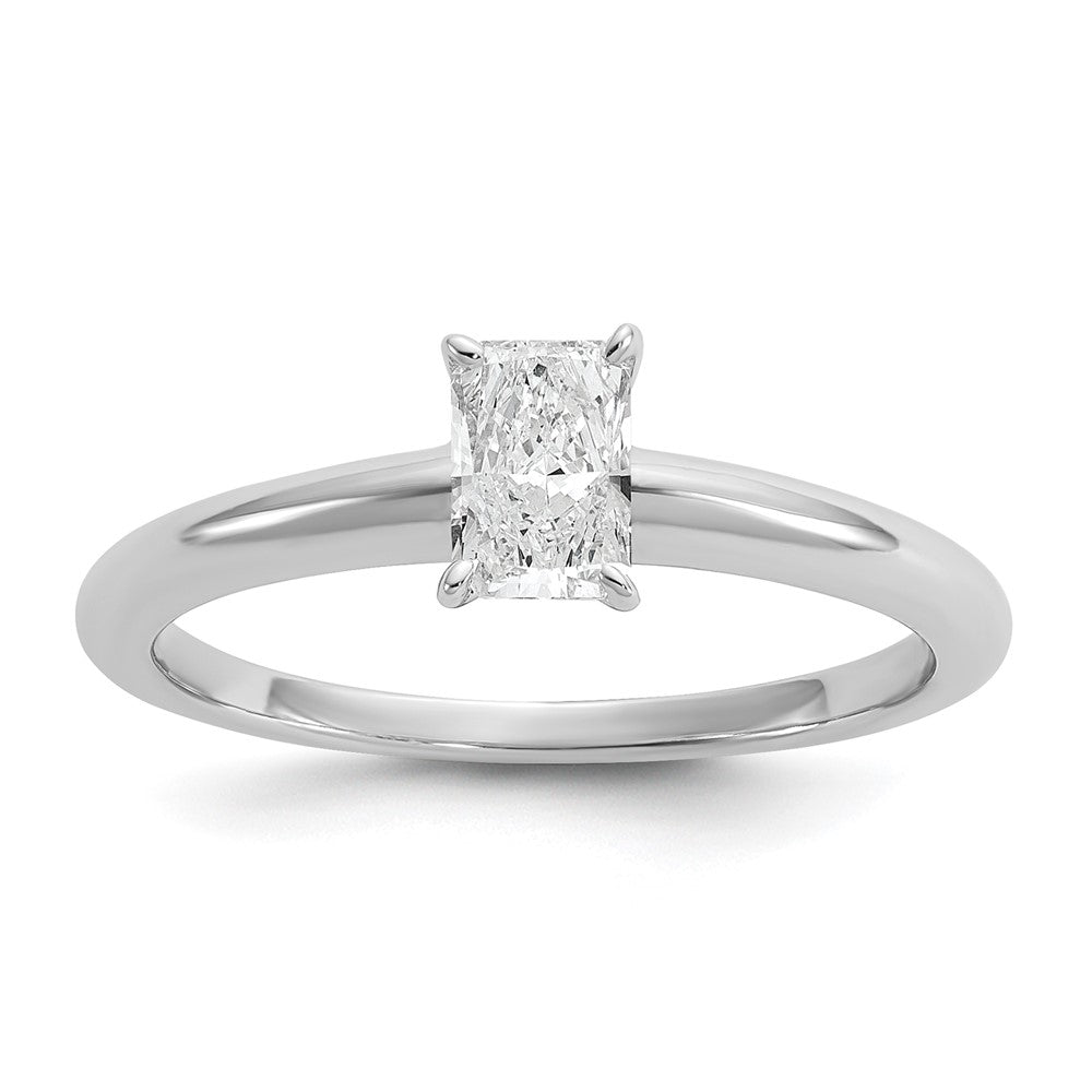 14kw 1/2ct Cert Lab Grown Dia VS/SI+ G+ Radiant Solitaire Comp Eng Ring
