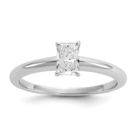 14kw 1/2ct Cert Lab Grown Dia VS/SI+ G+ Radiant Solitaire Comp Eng Ring
