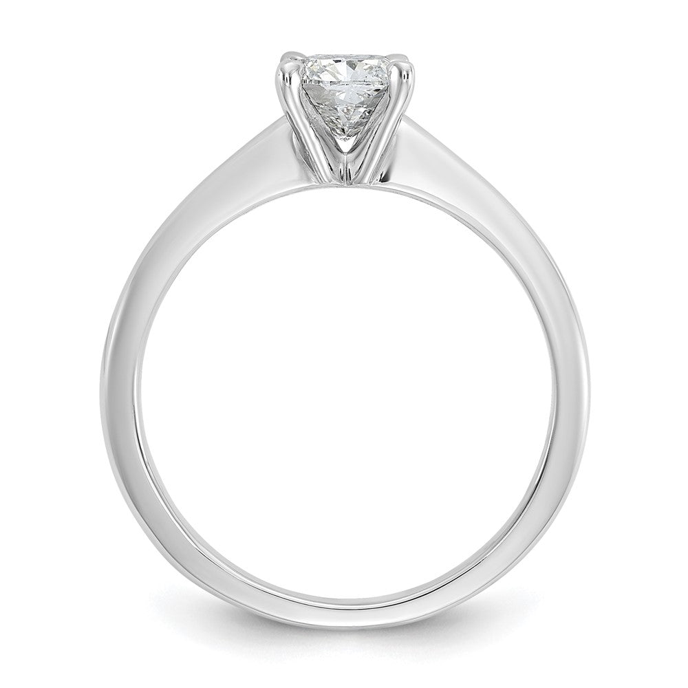 14kw 3/4ct Lab Grown Diamond VS+ F+ Cushion Comp Solitaire Eng Ring
