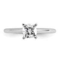 14kw 3/4ct Lab Grown Diamond VS+ F+ Cushion Comp Solitaire Eng Ring