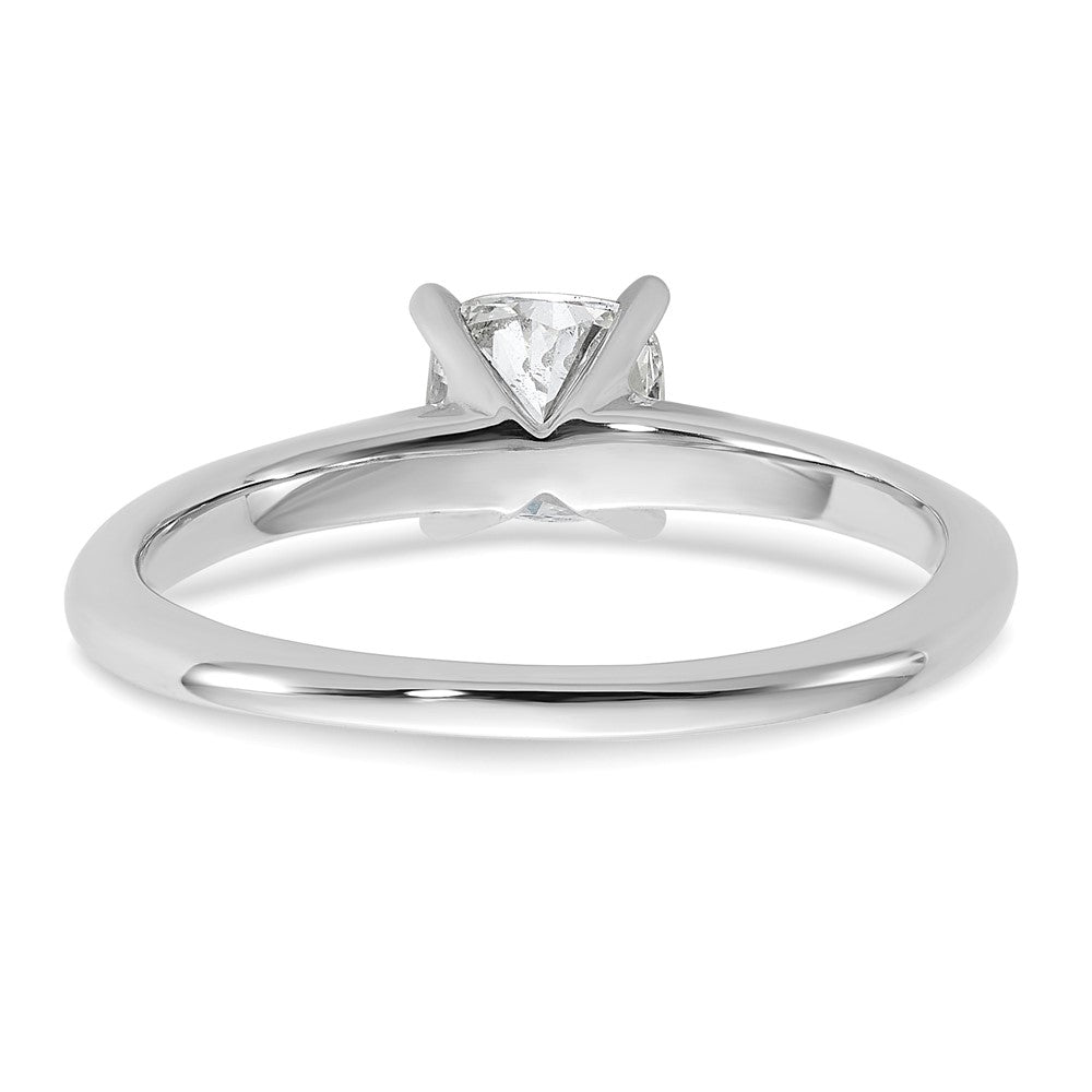 14kw 3/4ct Lab Grown Diamond VS+ F+ Cushion Comp Solitaire Eng Ring