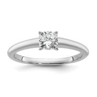 14kw 3/4ct Lab Grown Diamond VS+ F+ Cushion Comp Solitaire Eng Ring