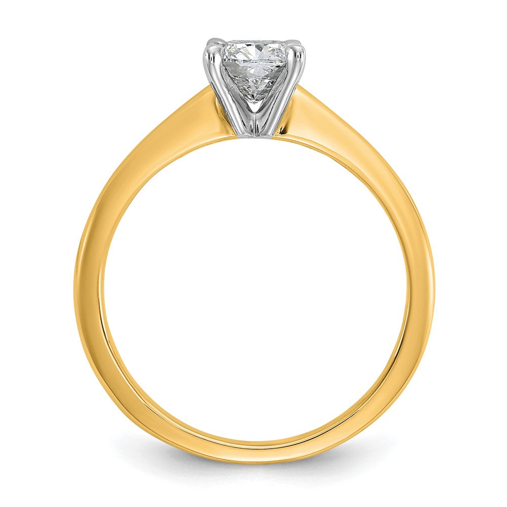14ktt 3/4ct Lab Grown Diamond VS+ F+ Cushion Comp Solitaire Eng Ring