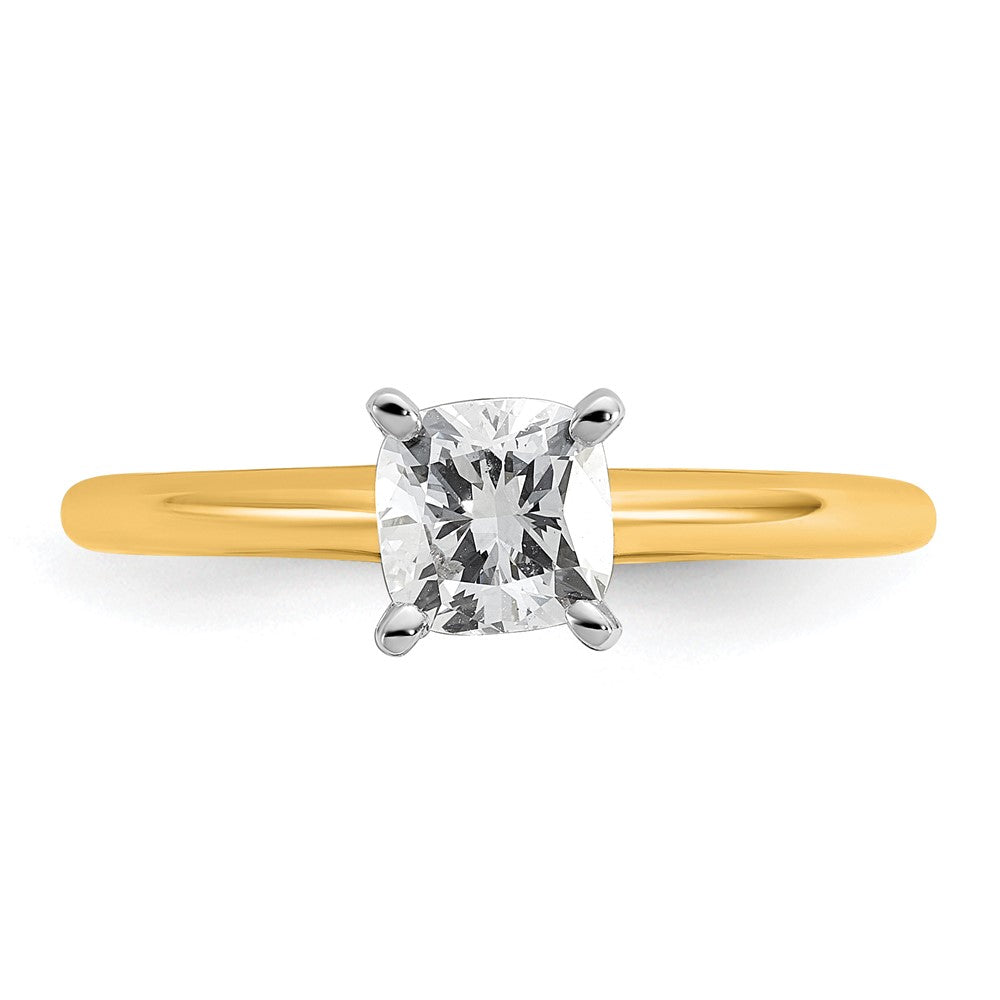 14ktt 3/4ct Lab Grown Diamond VS+ F+ Cushion Comp Solitaire Eng Ring
