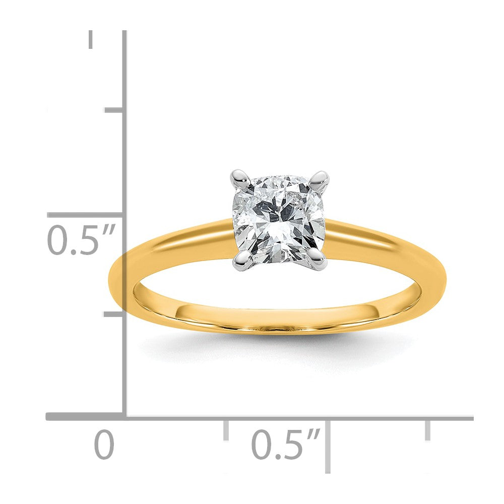 14ktt 3/4ct Lab Grown Diamond VS+ F+ Cushion Comp Solitaire Eng Ring