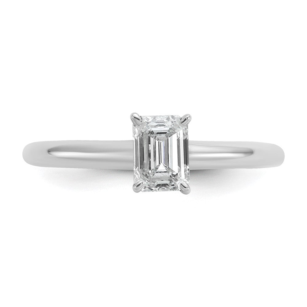 14kw 3/4ct Lab Grown Diamond VS/SI+ G+ Emerald Solitaire Comp Eng Ring