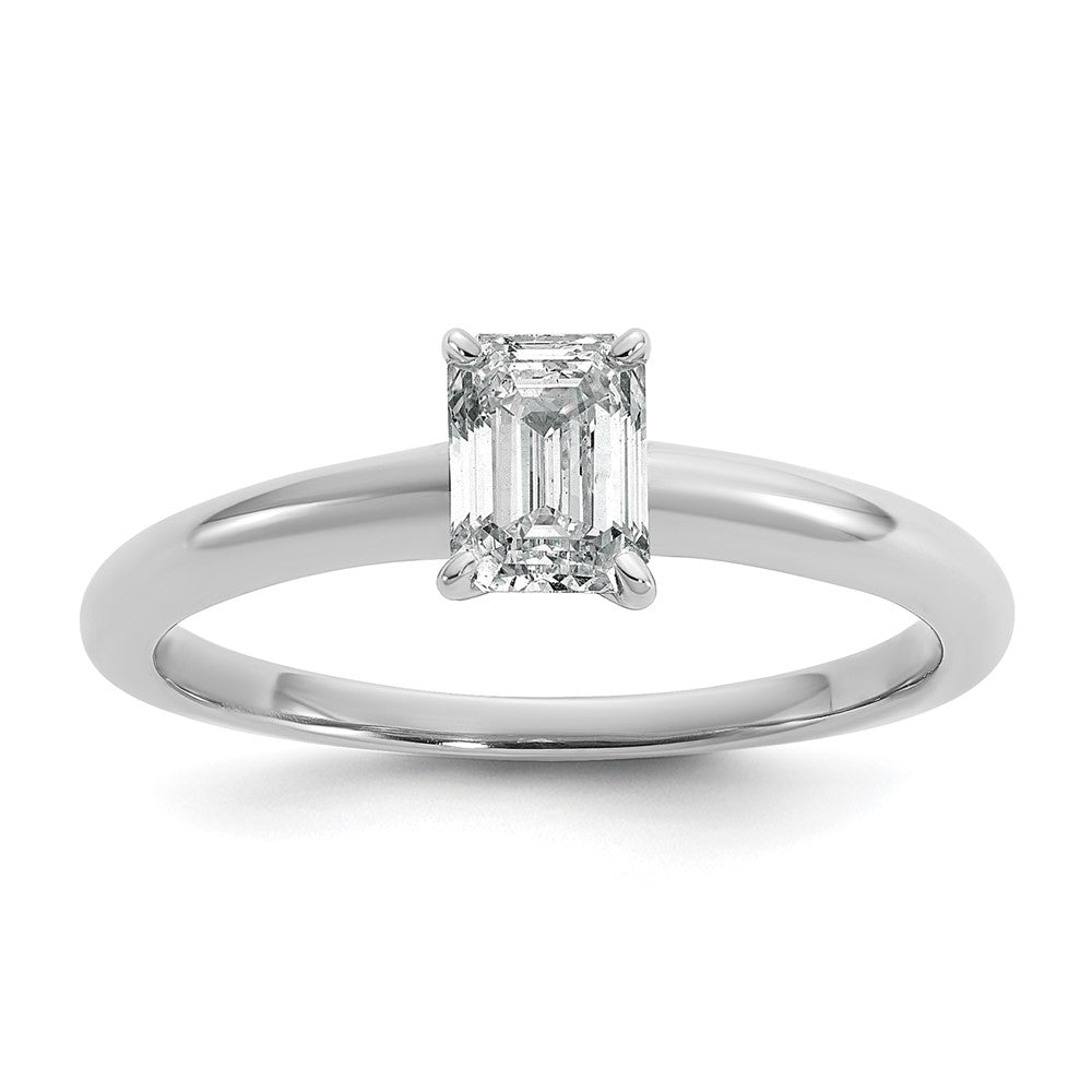 14kw 3/4ct Lab Grown Diamond VS/SI+ G+ Emerald Solitaire Comp Eng Ring