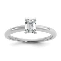 14kw 3/4ct Cert Lab Grown Diamond VS+ F+ Emerald Solitaire Comp Eng Ring