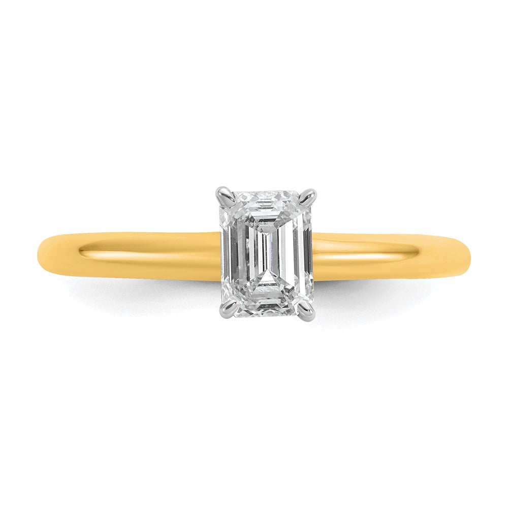 14ktt 3/4ct Lab Grown Diamond VS/SI+ G+ Emerald Solitaire Comp Eng Ring