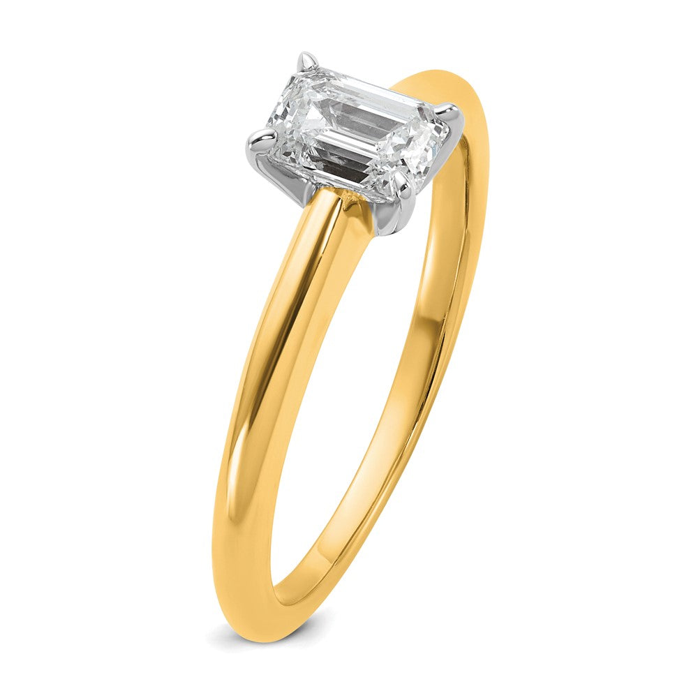 14ktt 3/4ct Cert Lab Grown Dia VS/SI+ G+ Emerald Solitaire Comp Eng Ring