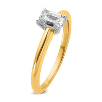 14ktt 3/4ct Cert Lab Grown Dia VS/SI+ G+ Emerald Solitaire Comp Eng Ring