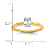 14ktt 3/4ct Cert Lab Grown Dia VS/SI+ G+ Emerald Solitaire Comp Eng Ring