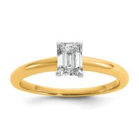 14ktt 3/4ct Cert Lab Grown Dia VS/SI+ G+ Emerald Solitaire Comp Eng Ring
