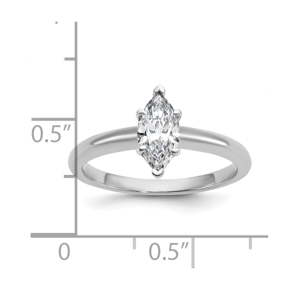 14kw 3/4ct Cert Lab Grown Dia VS/SI+ G+ Marquise Solitaire Comp Eng Ring
