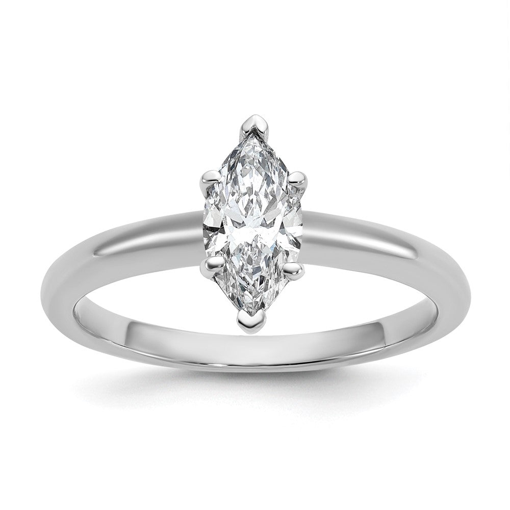 14kw 3/4ct Cert Lab Grown Dia VS+ F+ Marquise Solitaire Comp Eng Ring
