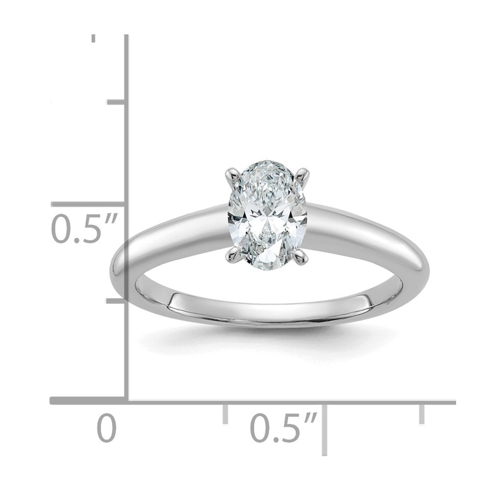 14kw 3/4ct Cert Lab Grown Diamond VS+ F+ Oval Comp Solitaire Eng Ring