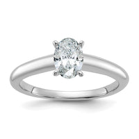 14kw 3/4ct Cert Lab Grown Diamond VS+ F+ Oval Comp Solitaire Eng Ring
