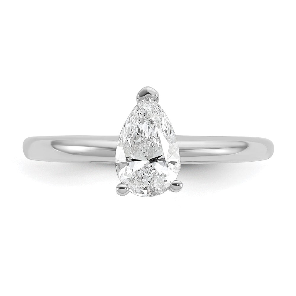 14kw 3/4ct Lab Grown Diamond VS/SI+ G+ Pear Solitaire Comp Eng Ring