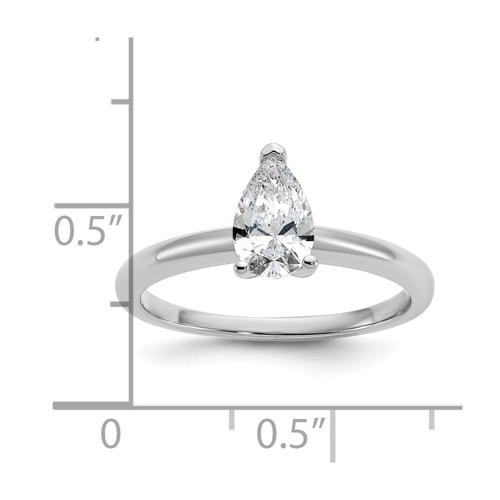 14kw 3/4ct Lab Grown Diamond VS/SI+ G+ Pear Solitaire Comp Eng Ring