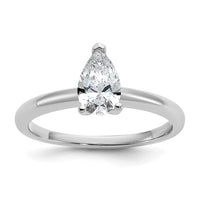 14kw 3/4ct Cert Lab Grown Diamond VS/SI+ G+ Pear Solitaire Comp Eng Ring