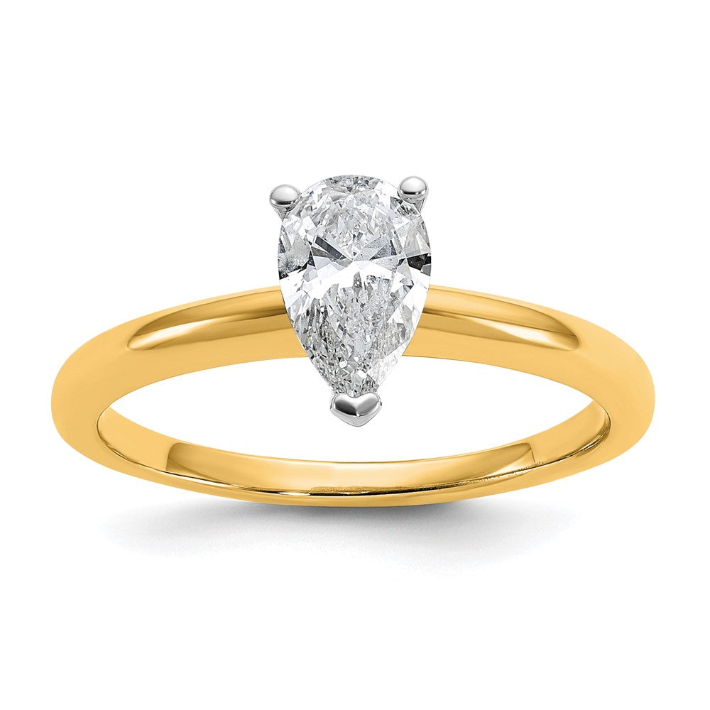 14ktt 3/4ct Lab Grown Diamond VS/SI+ G+ Pear Solitaire Comp Eng Ring
