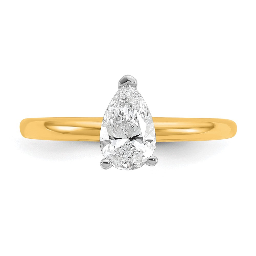14ktt 3/4ct Lab Grown Diamond VS/SI+ G+ Pear Solitaire Comp Eng Ring