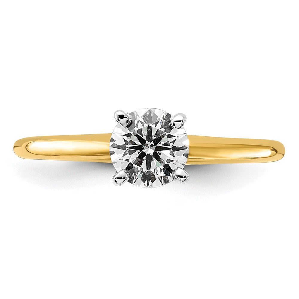 14ktt 3/4ct Cert Lab Grown Diamond VS+ F+ Round Comp Solitaire Eng Ring