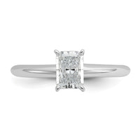14kw 3/4ct Cert Lab Grown Dia VS/SI+ G+ Radiant Solitaire Comp Eng Ring