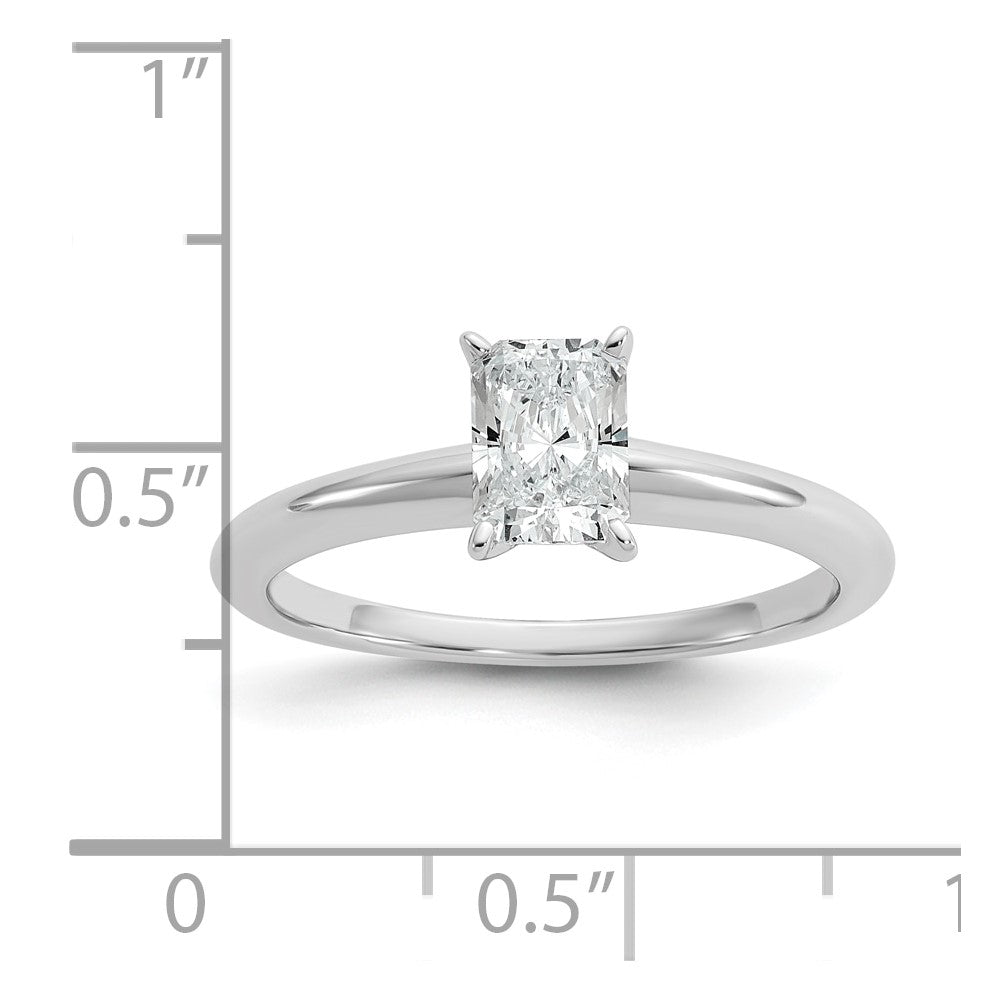 14kw 3/4ct Lab Grown Diamond VS/SI+ G+ Radiant Solitaire Comp Eng Ring