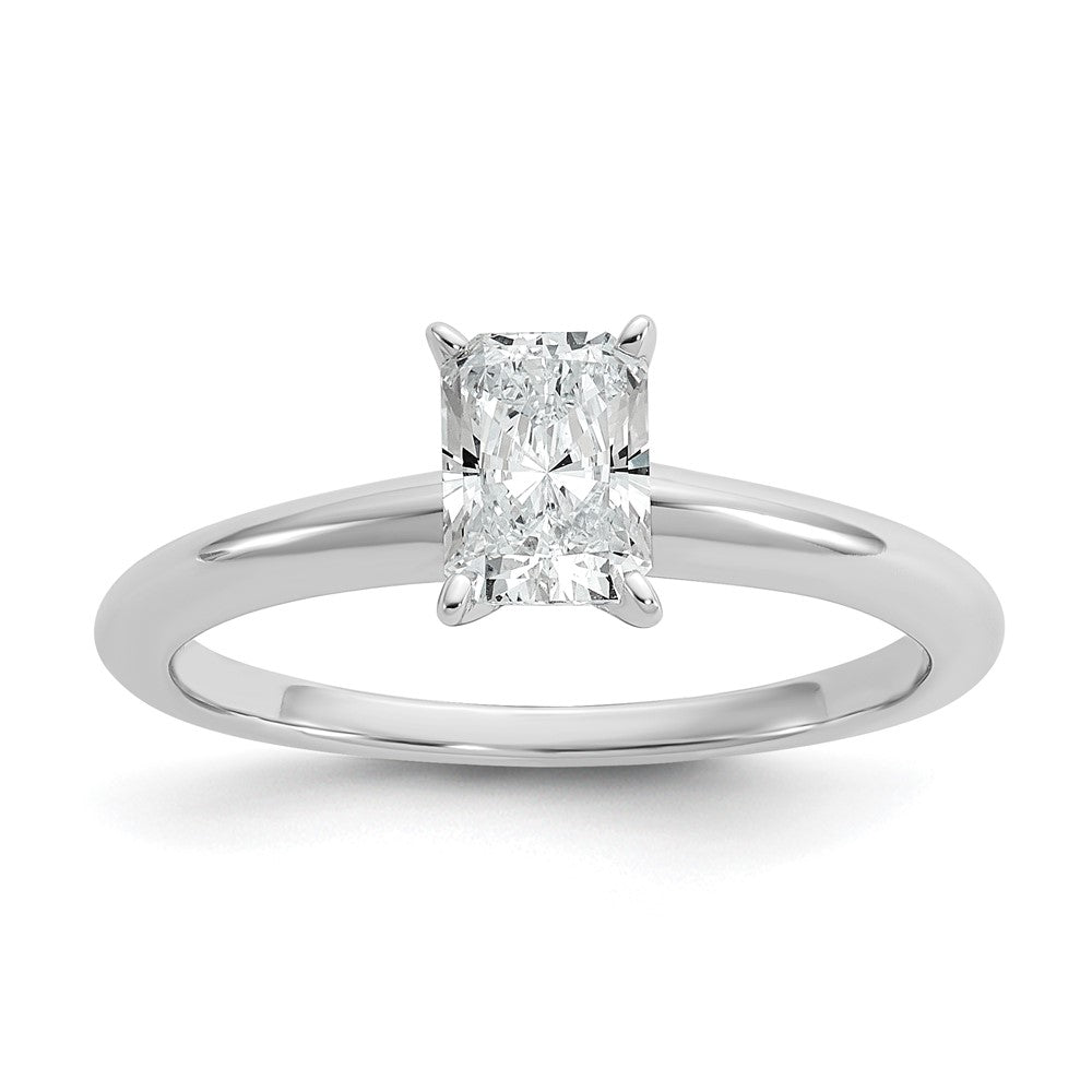 14kw 3/4ct Lab Grown Diamond VS/SI+ G+ Radiant Solitaire Comp Eng Ring