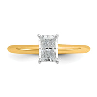 14ktt 3/4ct Lab Grown Diamond VS/SI+ G+ Radiant Solitaire Comp Eng Ring