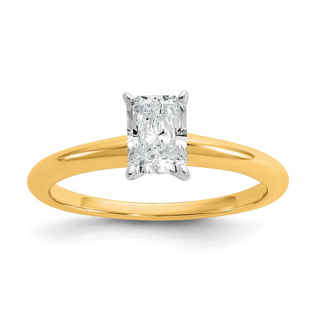 14ktt 3/4ct Lab Grown Diamond VS/SI+ G+ Radiant Solitaire Comp Eng Ring