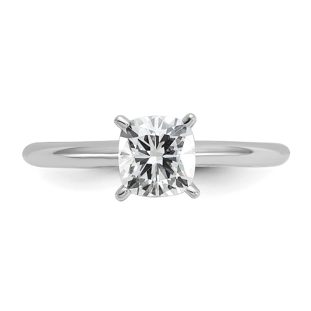 14kw 1ct Cert Lab Grown Diamond VS+ F+ Cushion Comp Solitaire Eng Ring