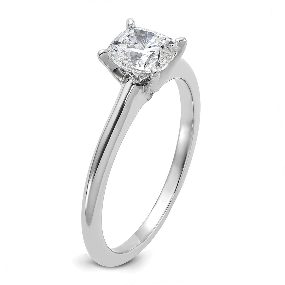 14kw 1ct Cert Lab Grown Diamond VS/SI+ G+ Cushion Comp Solitaire Eng Ring