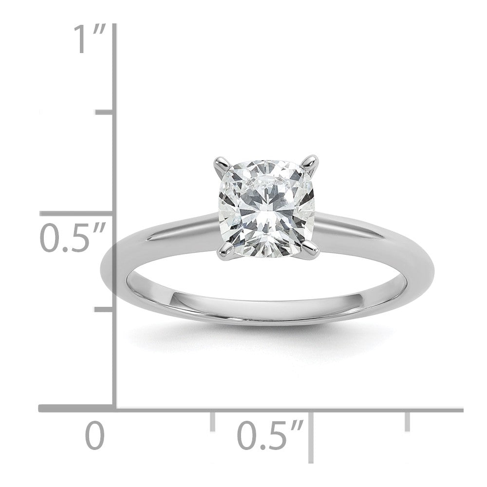 14kw 1ct Cert Lab Grown Diamond VS/SI+ G+ Cushion Comp Solitaire Eng Ring