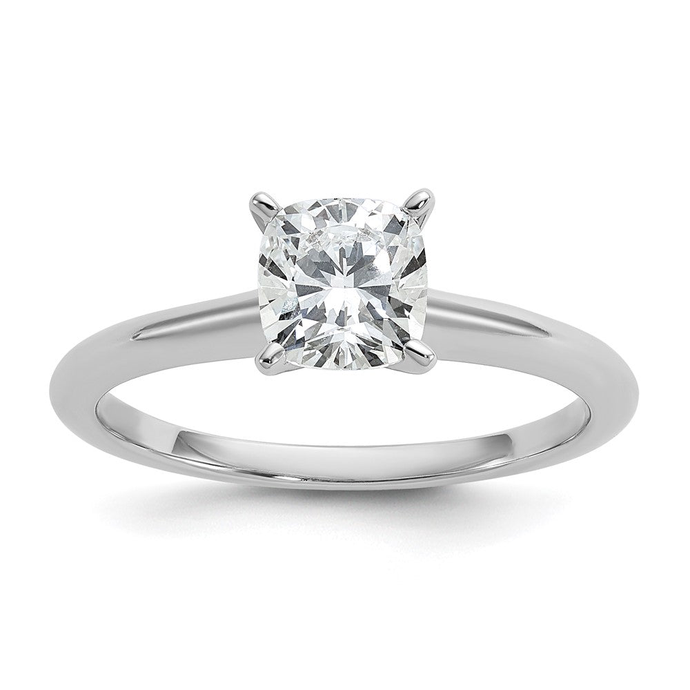 14kw 1ct Cert Lab Grown Diamond VS/SI+ G+ Cushion Comp Solitaire Eng Ring