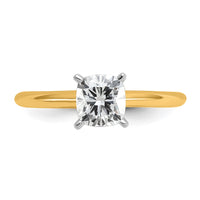 14ktt 1ct Cert Lab Grown Dia VS/SI+ G+ Cushion Comp Solitaire Eng Ring