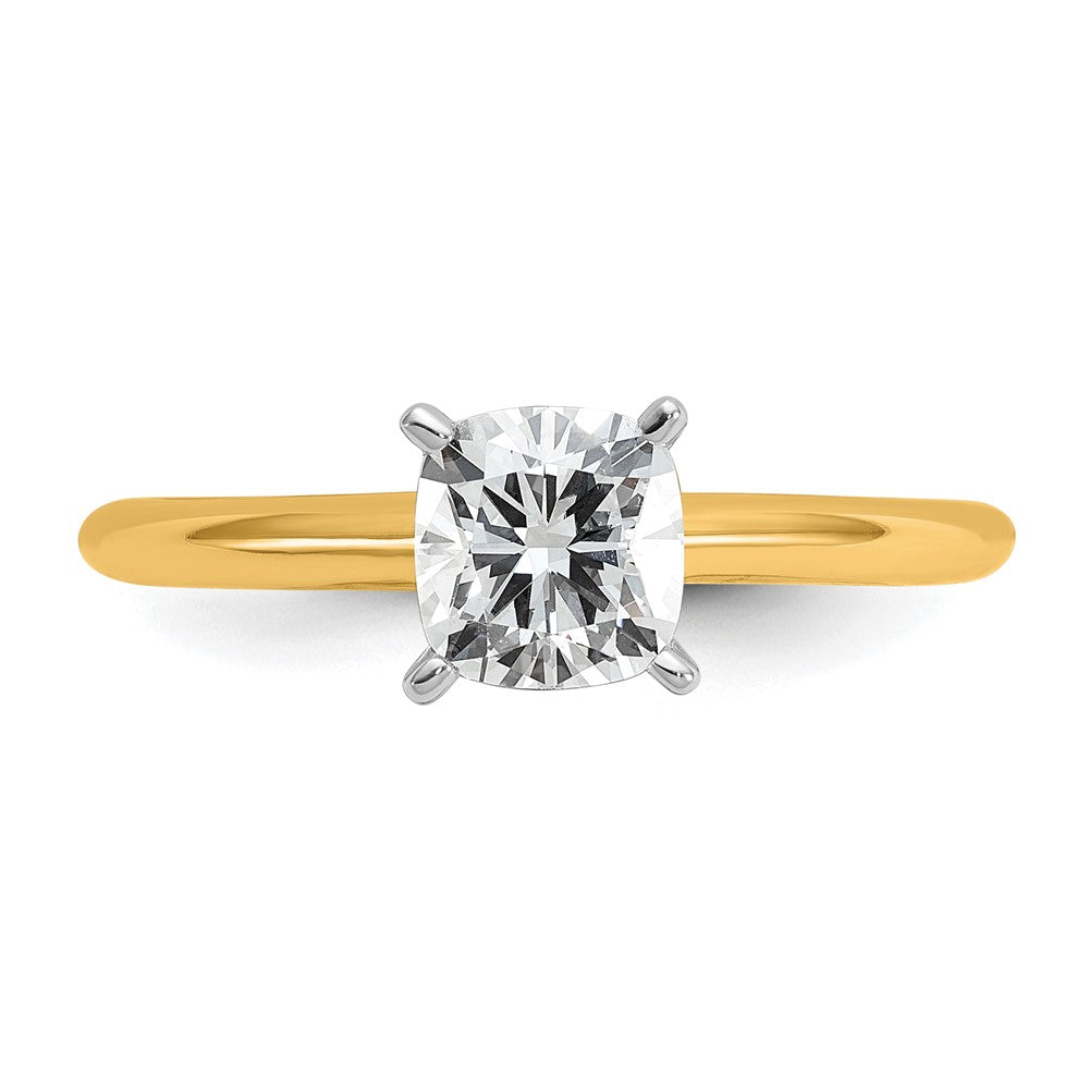 14ktt 1ct Cert Lab Grown Diamond VS+ F+ Cushion Comp Solitaire Eng Ring