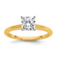 14ktt 1ct Cert Lab Grown Dia VS/SI+ G+ Cushion Comp Solitaire Eng Ring
