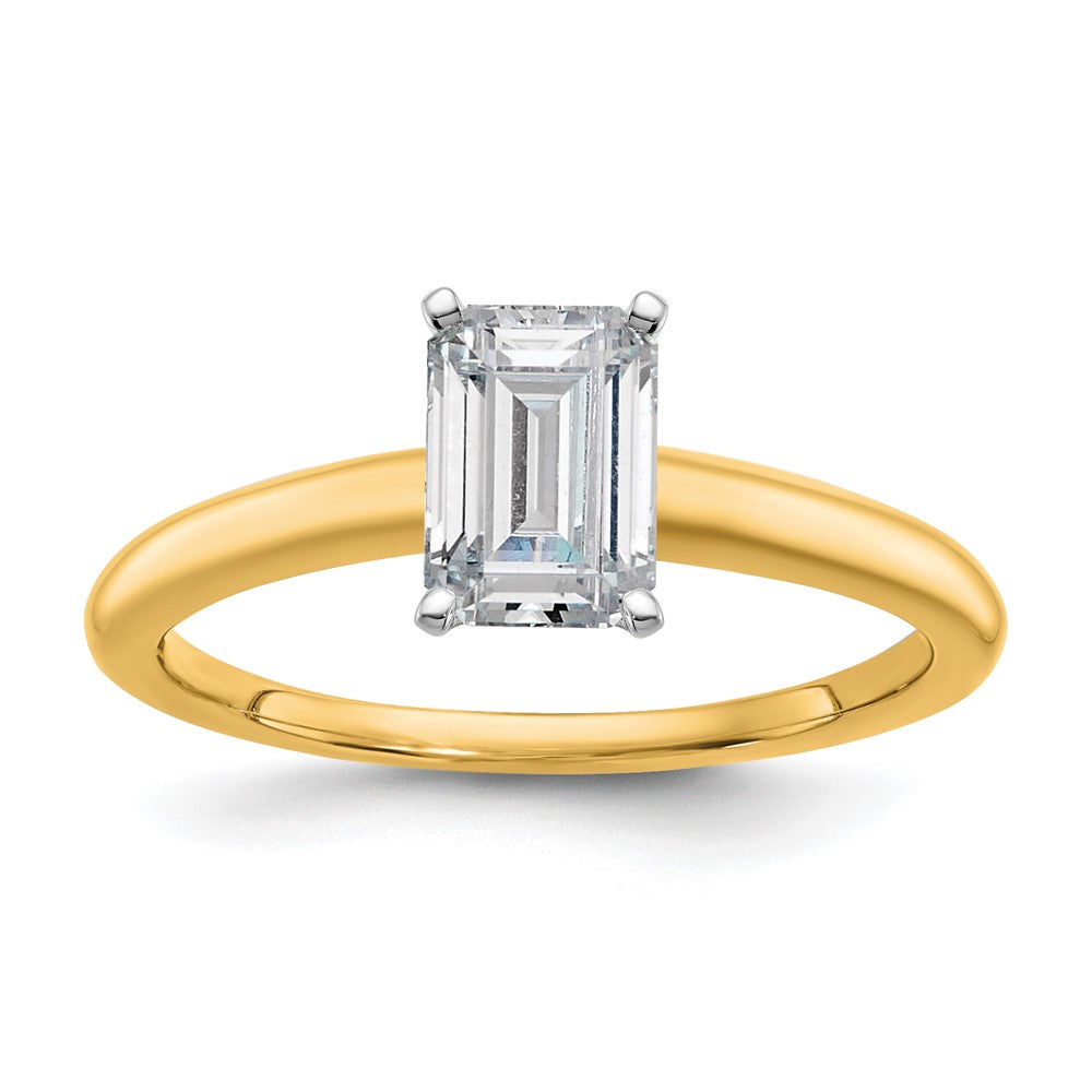 14ktt 1ct Cert Lab Grown Diamond VS+ F+ Emerald Solitaire Comp Eng Ring