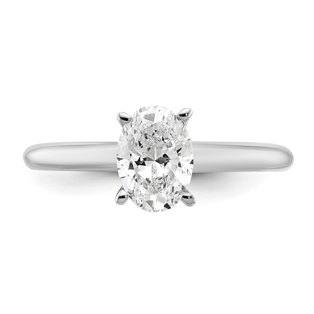 14kw 1ct Cert Lab Grown Diamond VS/SI+ G+ Oval Comp Solitaire Eng Ring