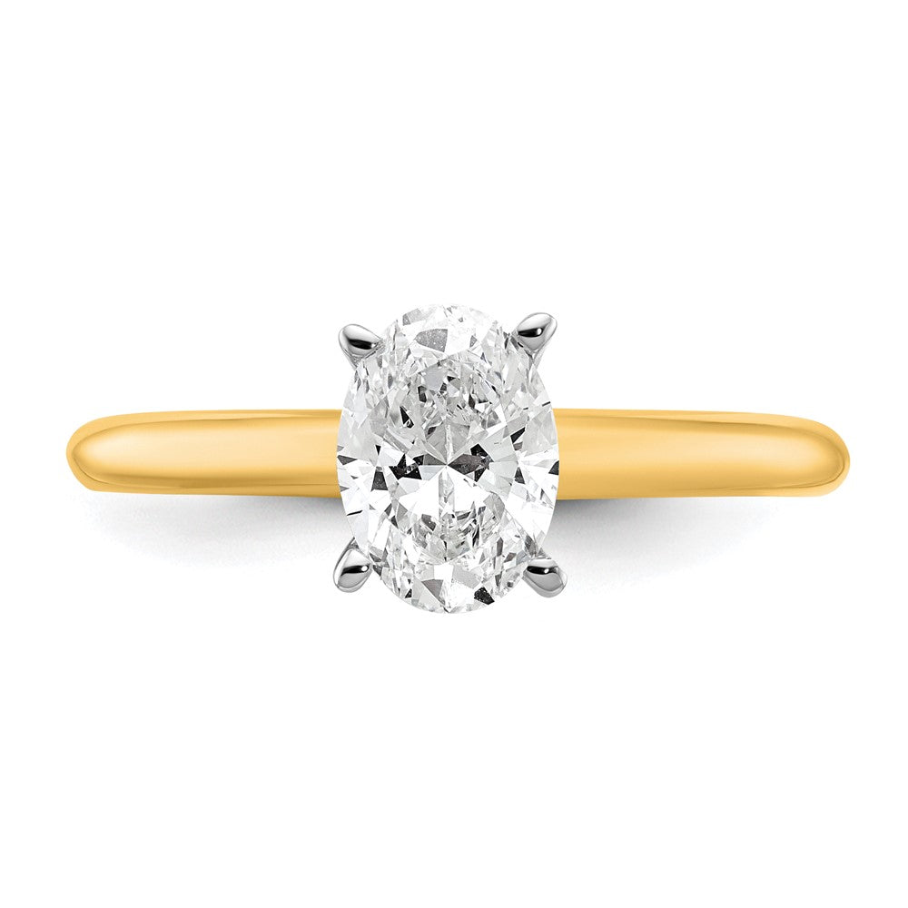 14ktt 1ct Lab Grown Diamond VS+ F+ Oval Comp Solitaire Eng Ring
