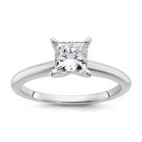 14kw 1ct Cert Lab Grown Diamond VS/SI+ G+ Princess Comp Solitaire Eng Ring
