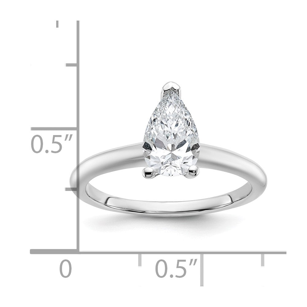 14kw 1ct Lab Grown Diamond VS/SI+ G+ Pear Solitaire Comp Eng Ring