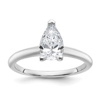14kw 1ct Cert Lab Grown Diamond VS+ F+ Pear Solitaire Comp Eng Ring