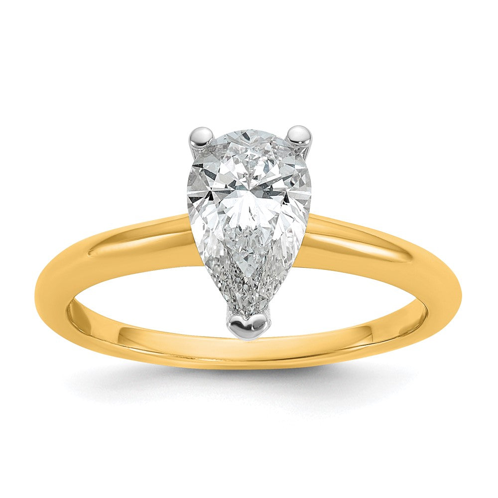 14ktt 1ct Lab Grown Diamond VS+ F+ Pear Solitaire Comp Eng Ring