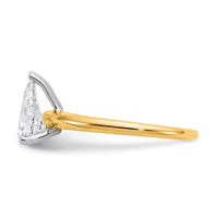 14ktt 1ct Lab Grown Diamond VS+ F+ Pear Solitaire Comp Eng Ring