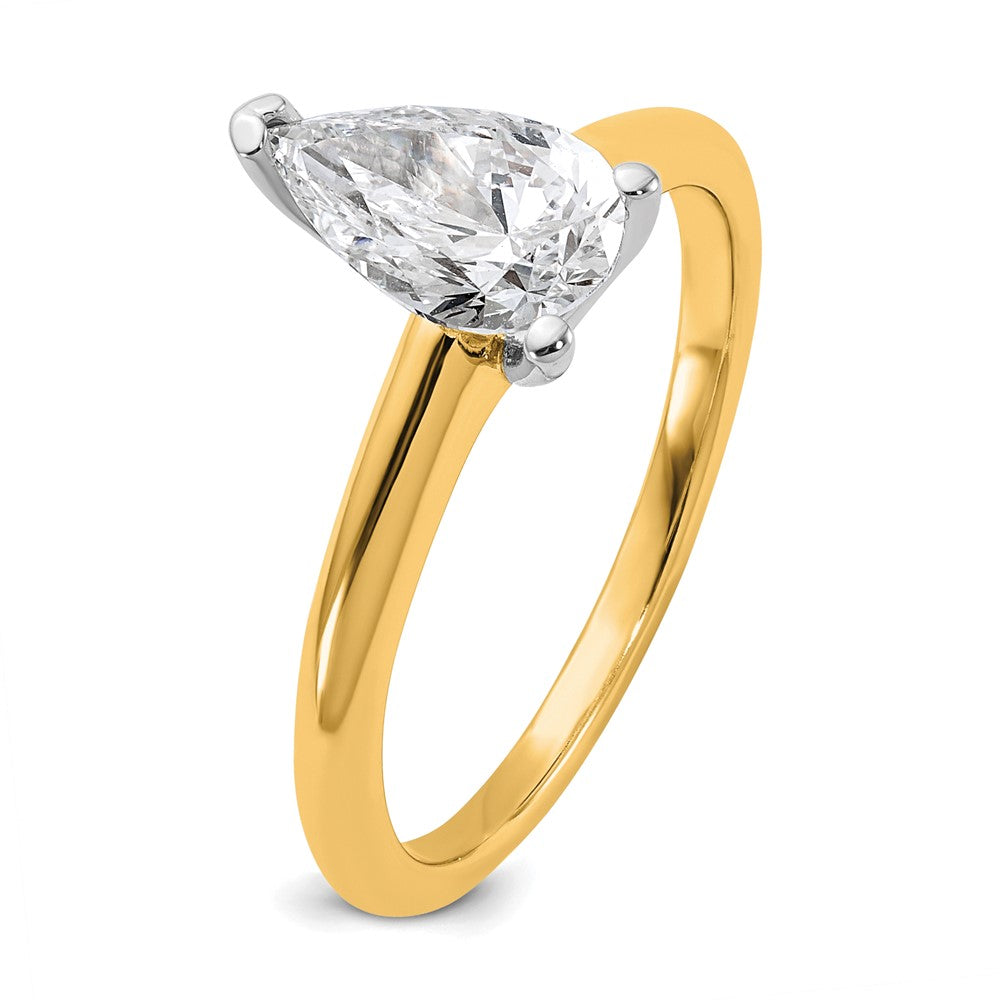 14ktt 1ct Lab Grown Diamond VS+ F+ Pear Solitaire Comp Eng Ring