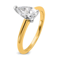 14ktt 1ct Lab Grown Diamond VS+ F+ Pear Solitaire Comp Eng Ring